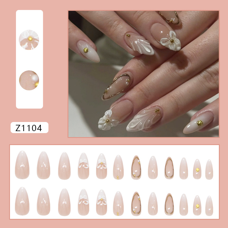 White Butterfly Pearl Wave Press On Nails - image 6