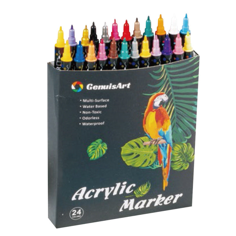 24 Colors Acrylic Paint Pens Dual Tip