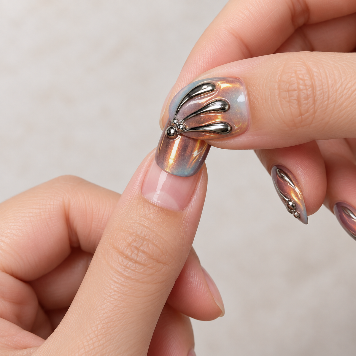 Starlit Irregular Metallic Ombré Press On Nail Set