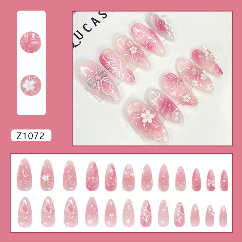 Pink Aurora Floral Press On Nails 24 Piece Set - image 7