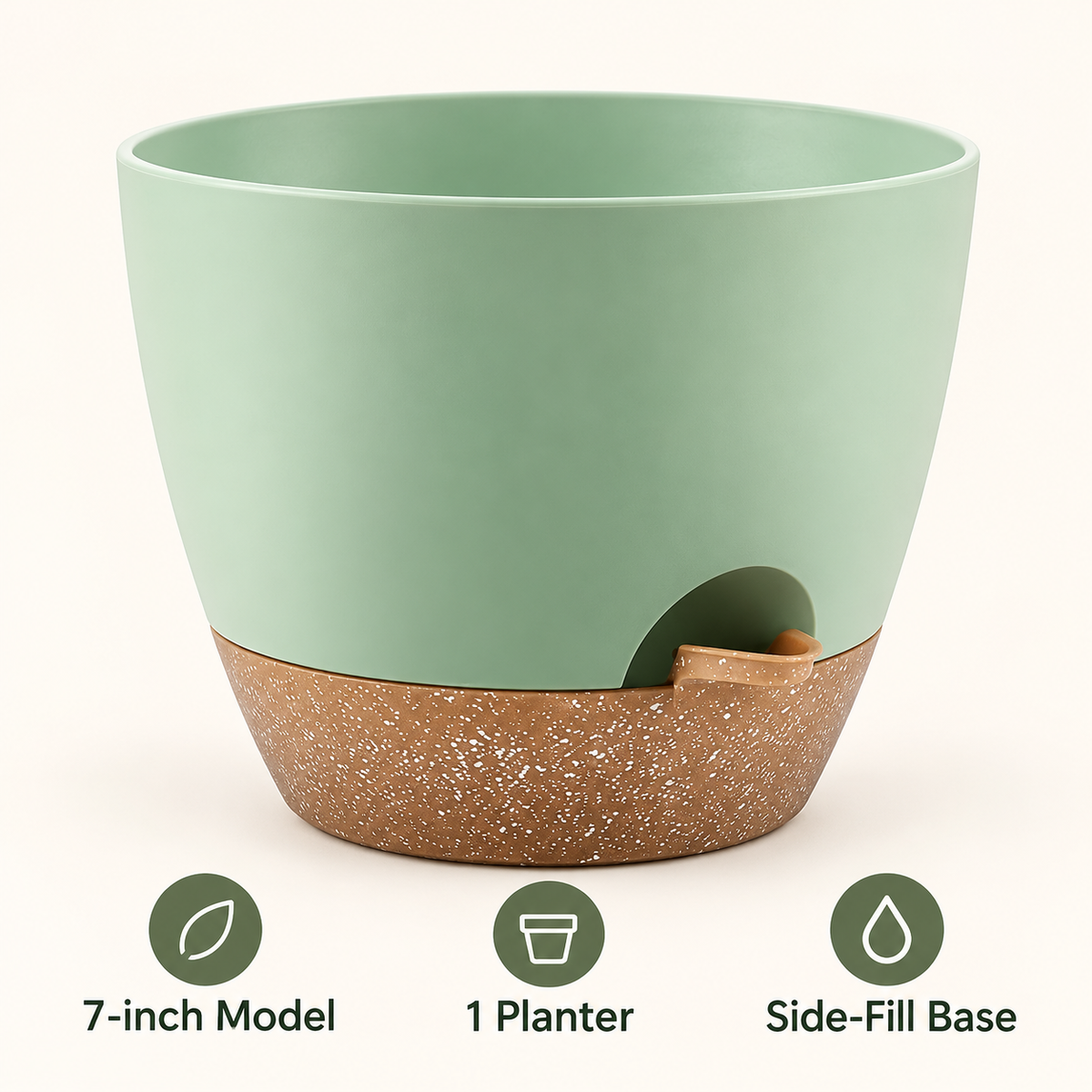 7-inch Green Side-Fill Self-Watering Planter 3
