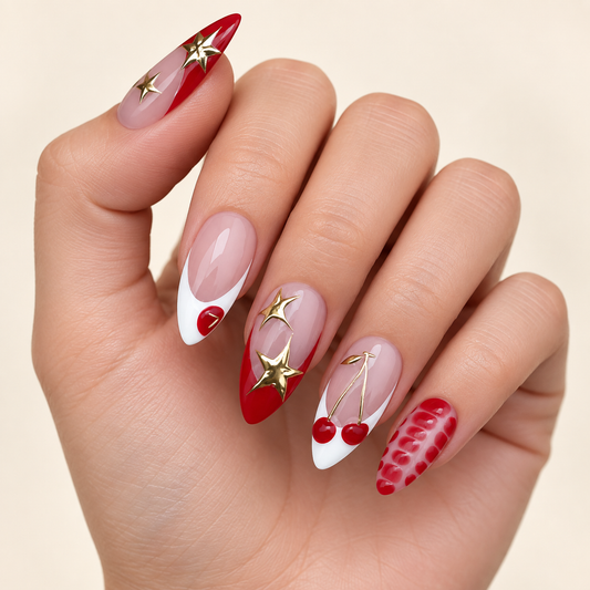 Gilded Star Cherry French Press On Nail Set image 1
