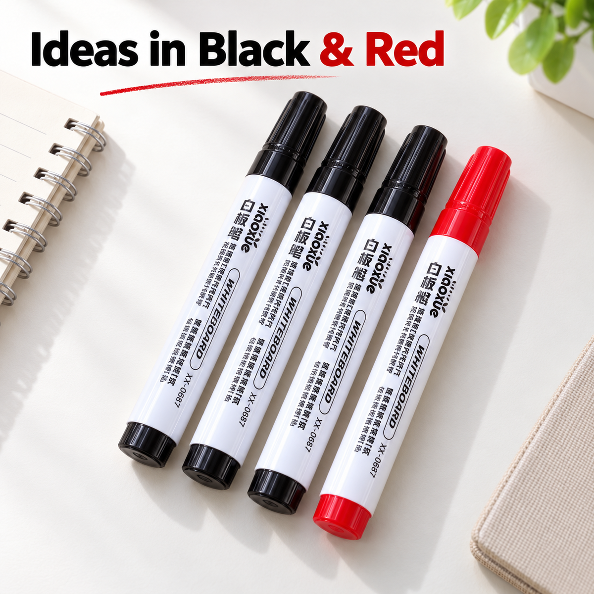 4-Pack Fiber-Tipped Whiteboard Markers 4