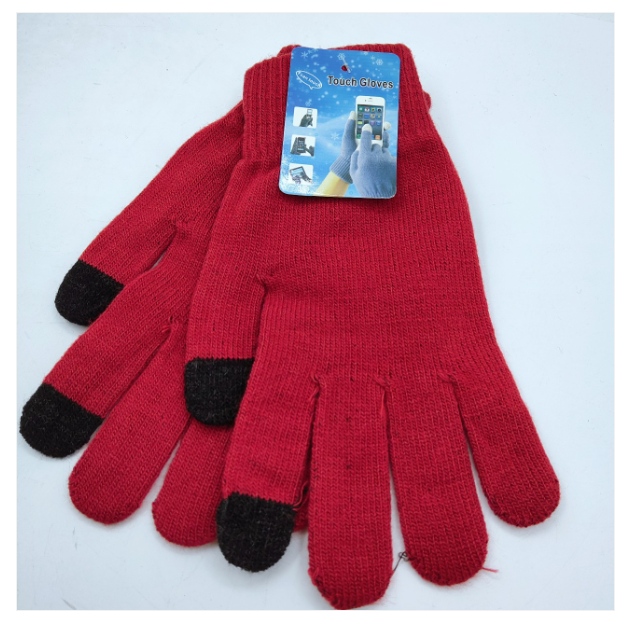 Red Knit Touchscreen Gloves One Size 2