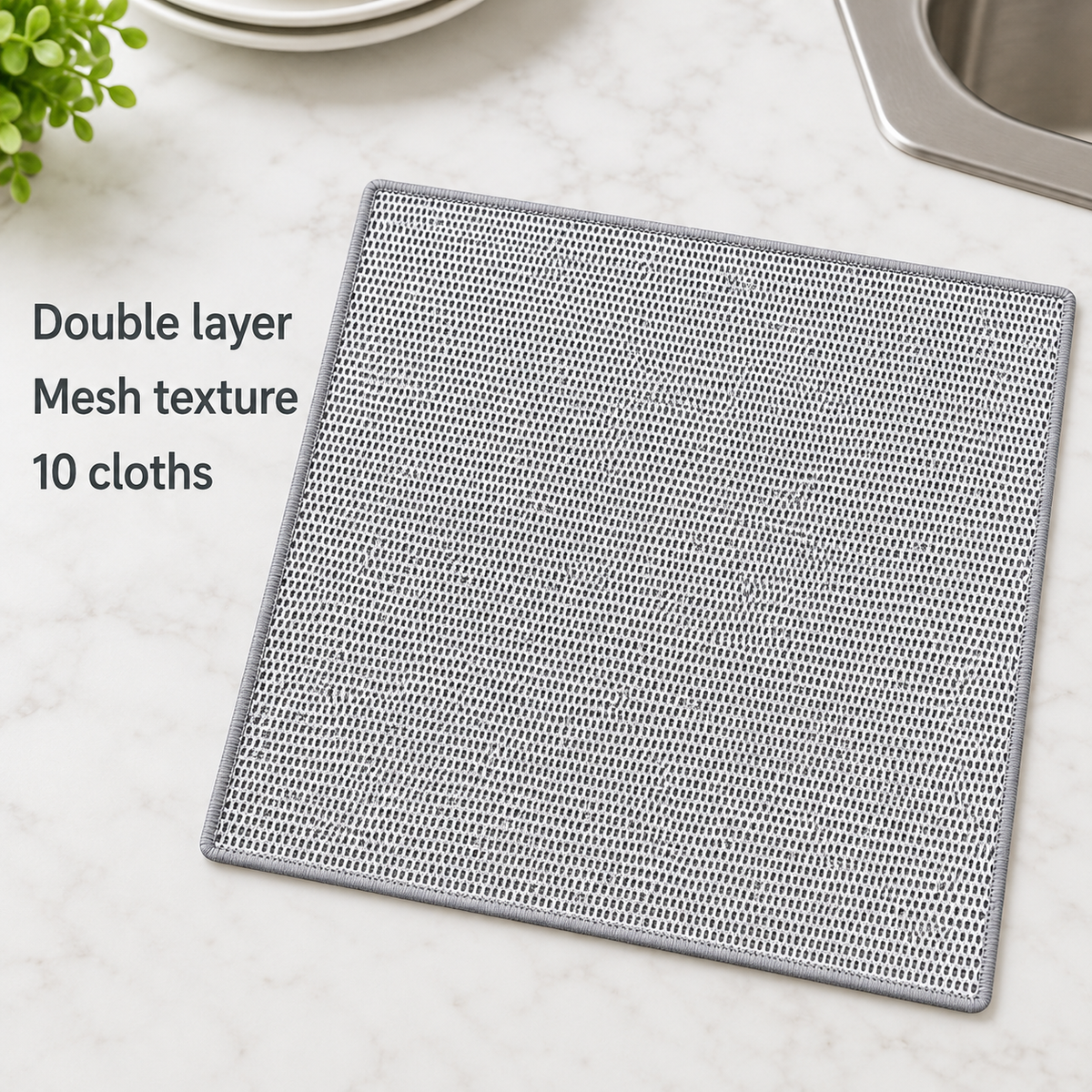 Double-Layer Mesh Cleaning Cloths, 25 x 25 cm – 10 Pack 7