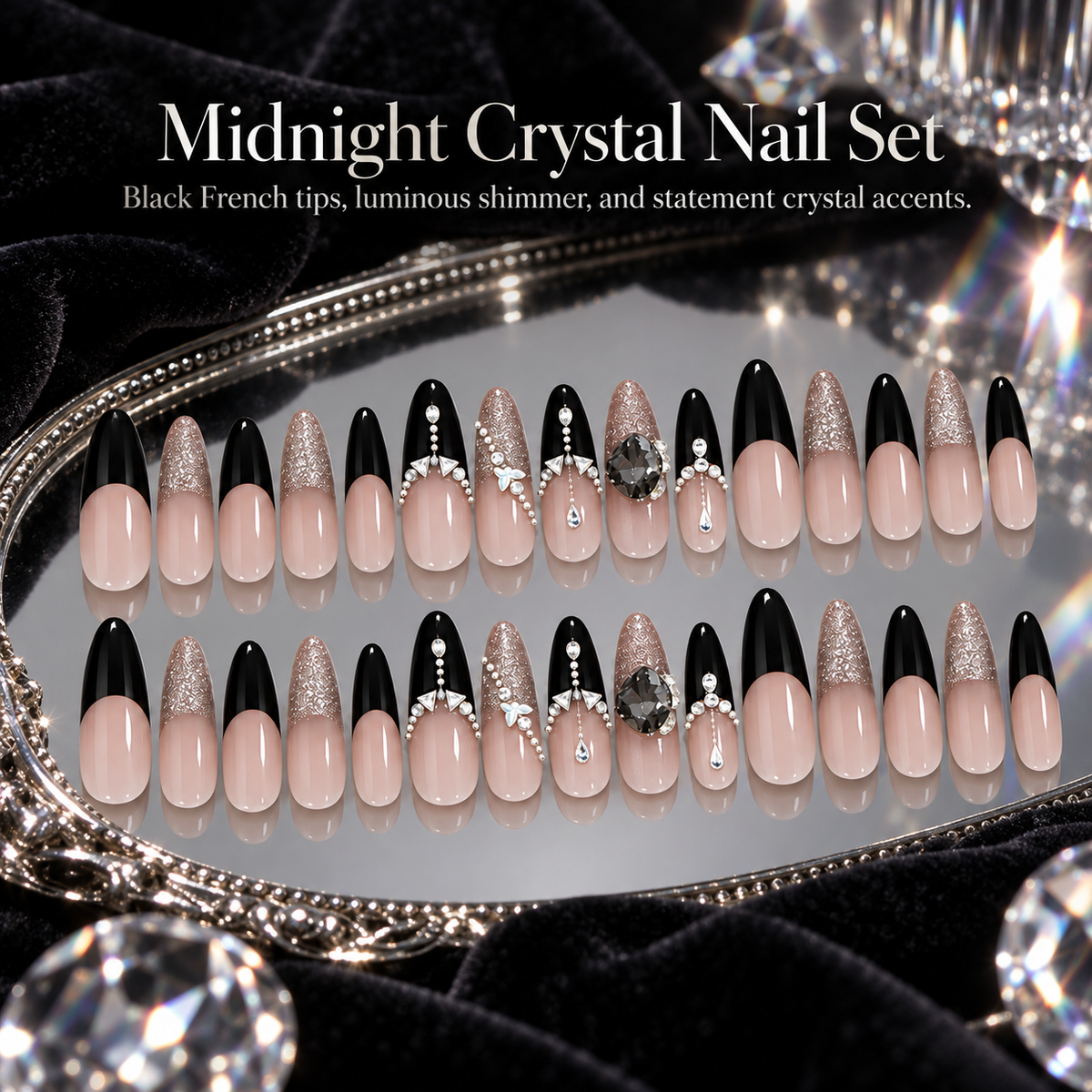Deep Night Cat Eye Butterfly Press On Nails - image 3