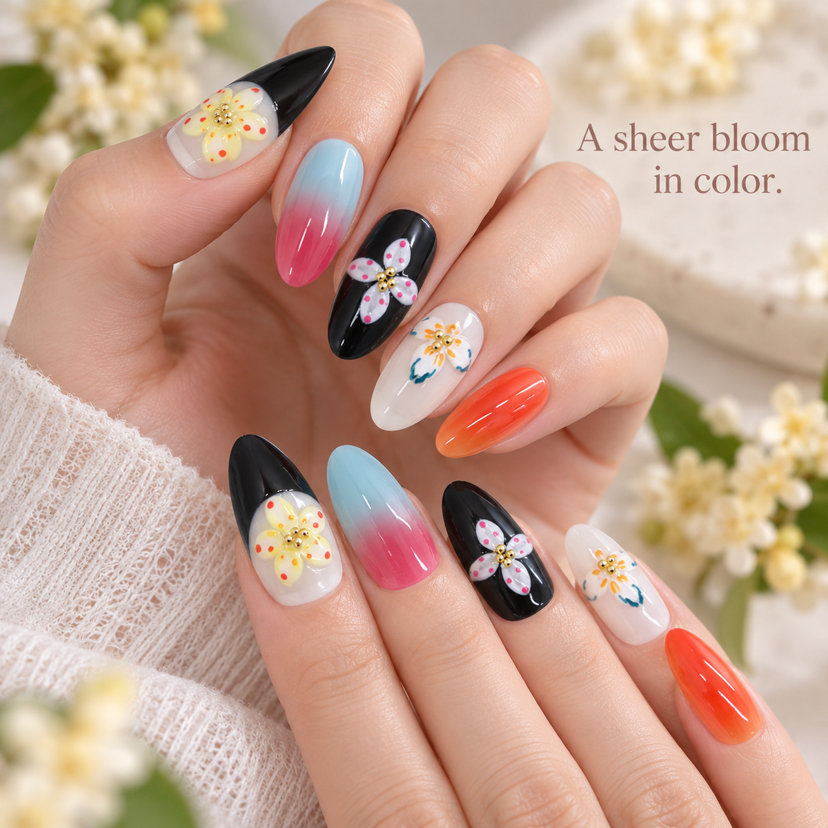 Translucent Osmanthus French Almond Press On Nail Set