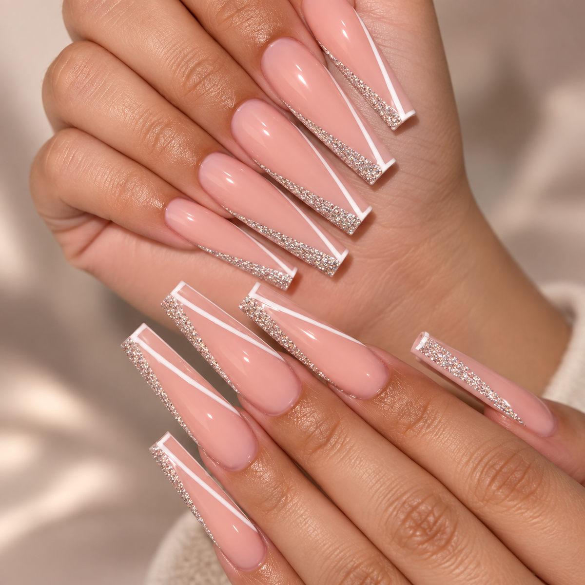 French Galaxy Sparkle Ballerina Press On Nail Set · mproduct-3a71b4056087d641a5d5