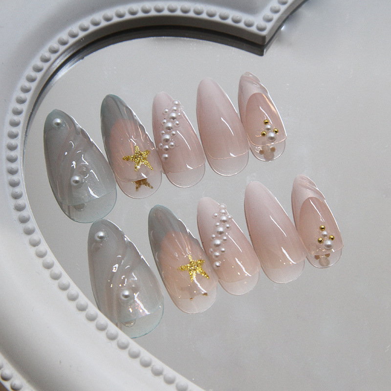 Ocean Mermaid Shell Star Press On Nails 24 Piece Set - image 2