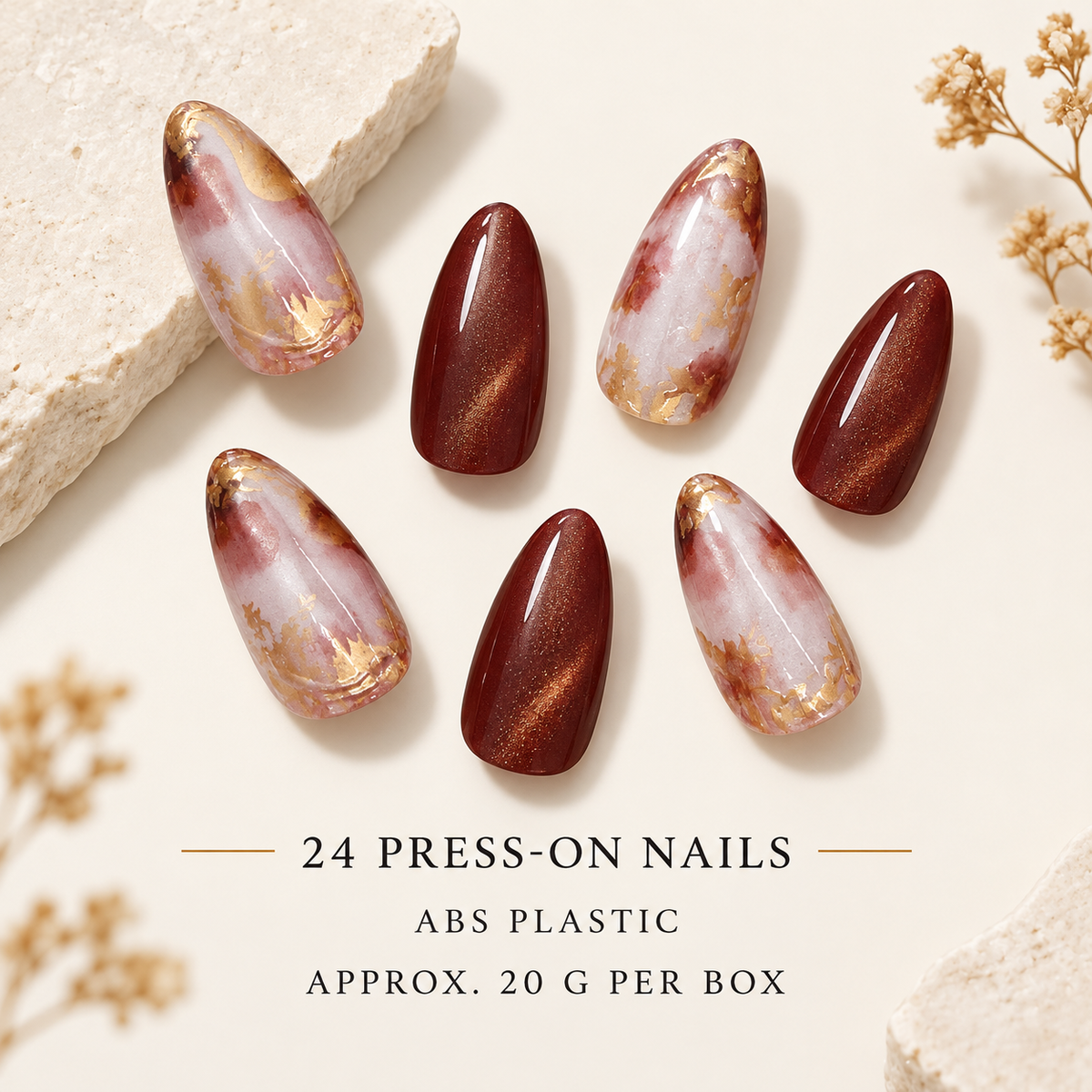 Amber Cat Eye Gold Foil Press On Nail Set product image 3