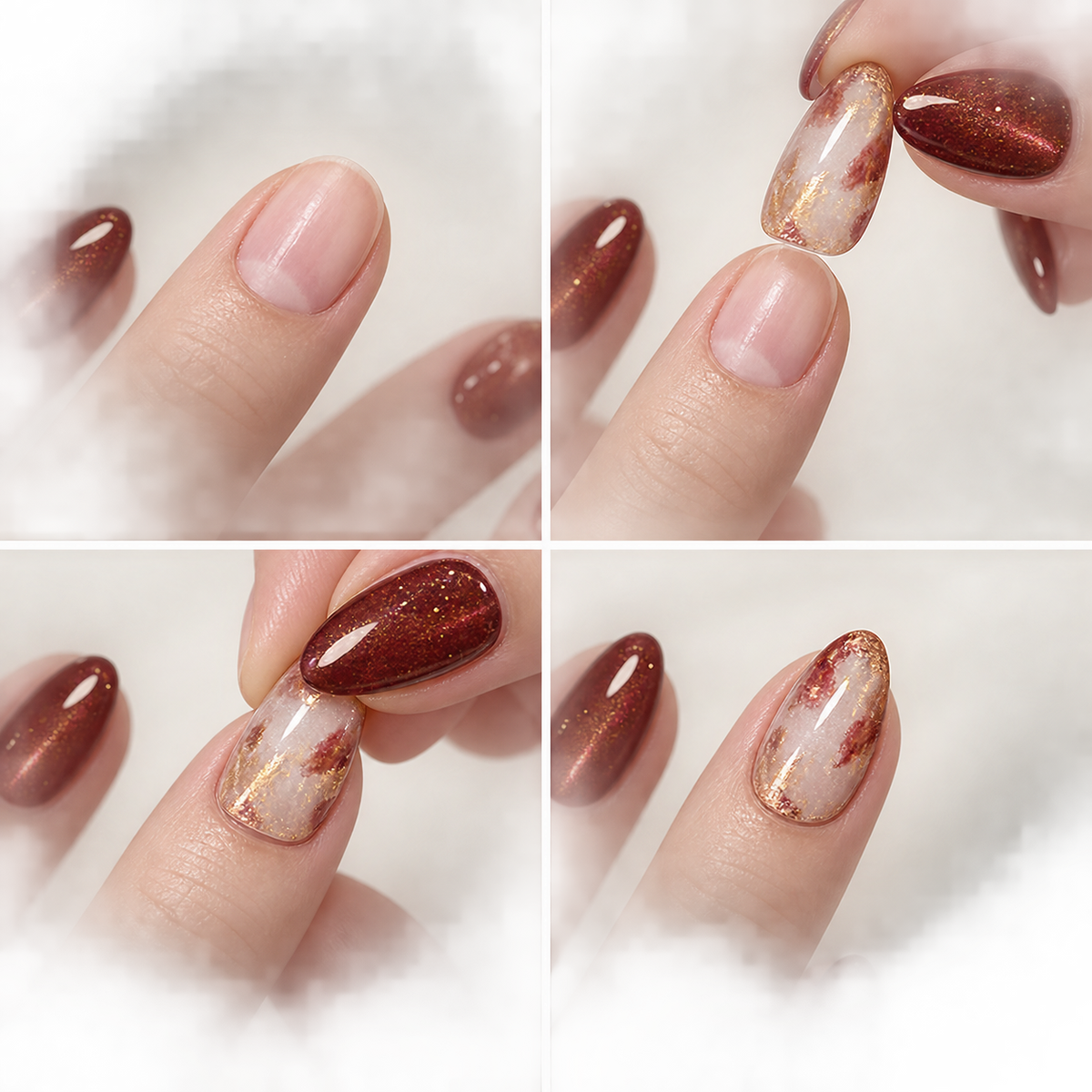 Amber Cat Eye Gold Foil Press On Nail Set product image 6