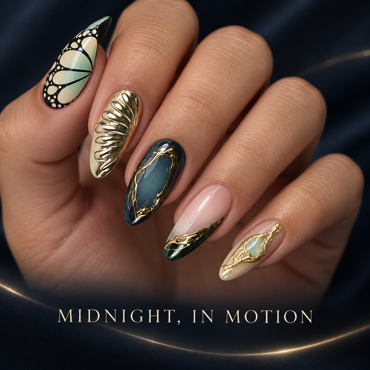 Midnight Galaxy Dark Wave French Press On Nail Set