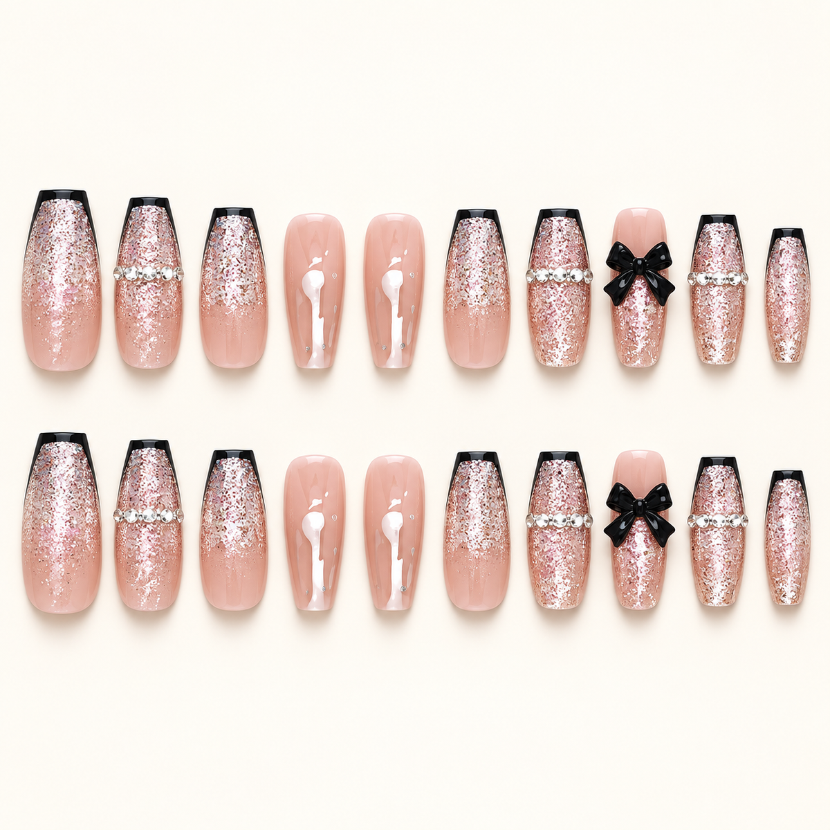Black Butterfly Rhinestone Ballet Press On Nails - image 2