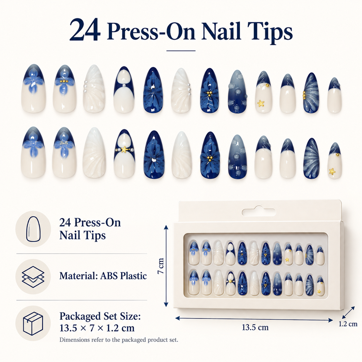 Vintage Blue Lily Pearl Press On Nails - image 4