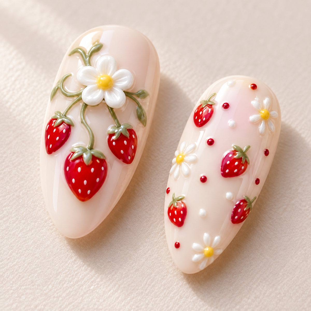 Strawberry Garden Floral Press On Nail Set