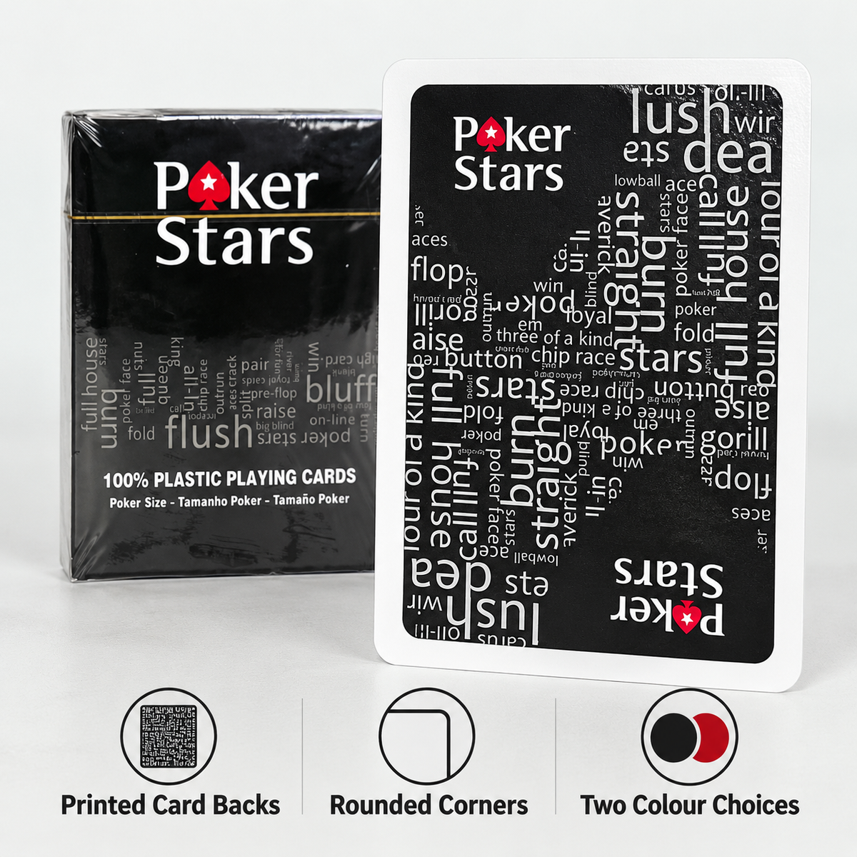 Poker Stars Plastic Playing Cards – Red or Black 8