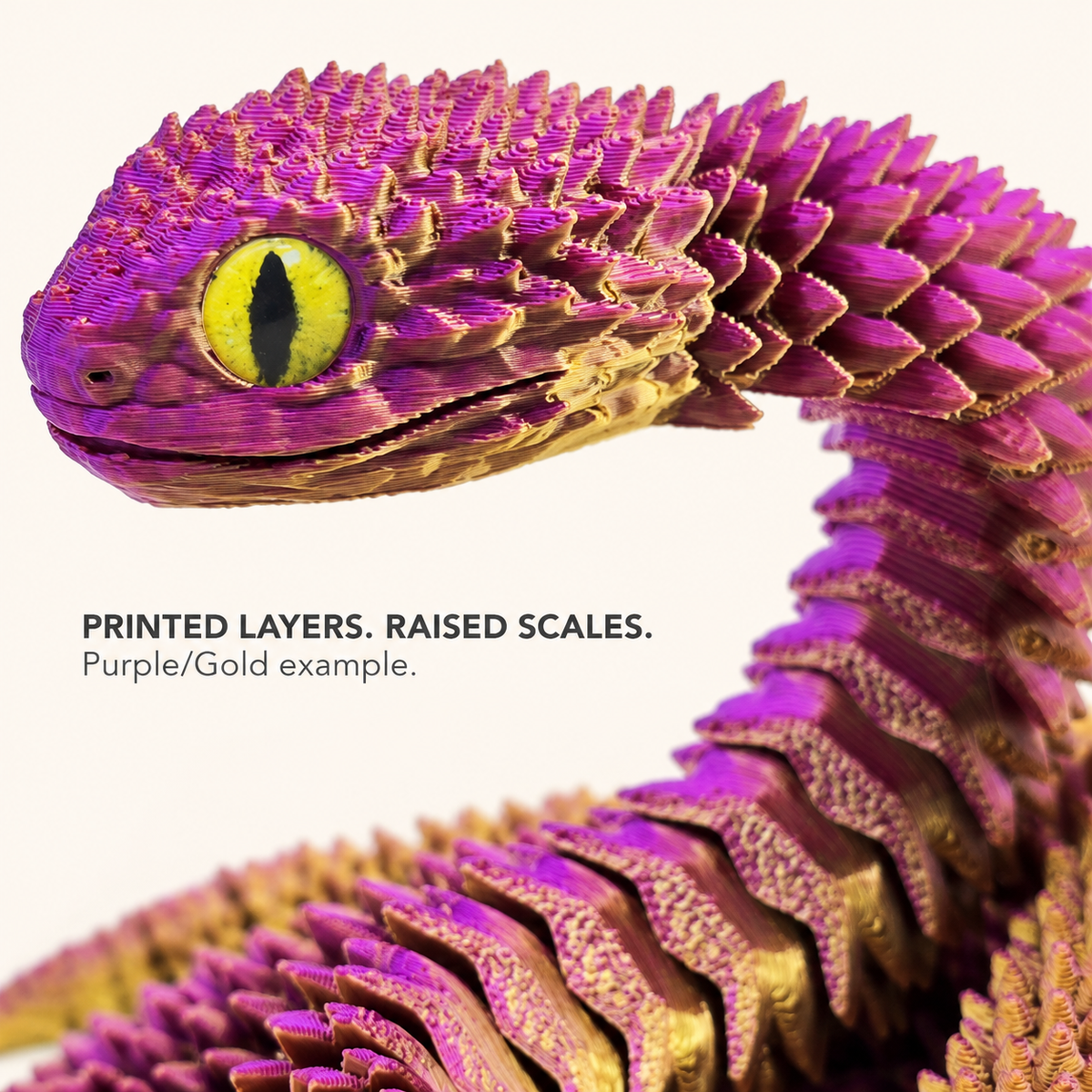 3D-Printed Articulated Viper Snake – 30 cm 5