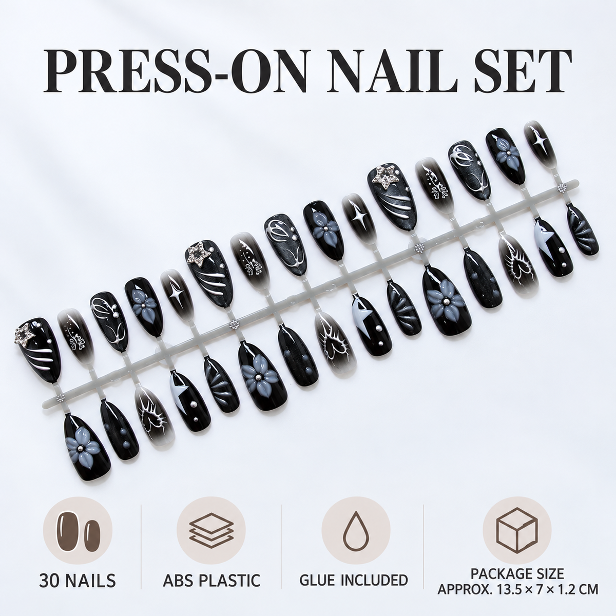 Midnight Garden Cat Eye Press On Nail Set