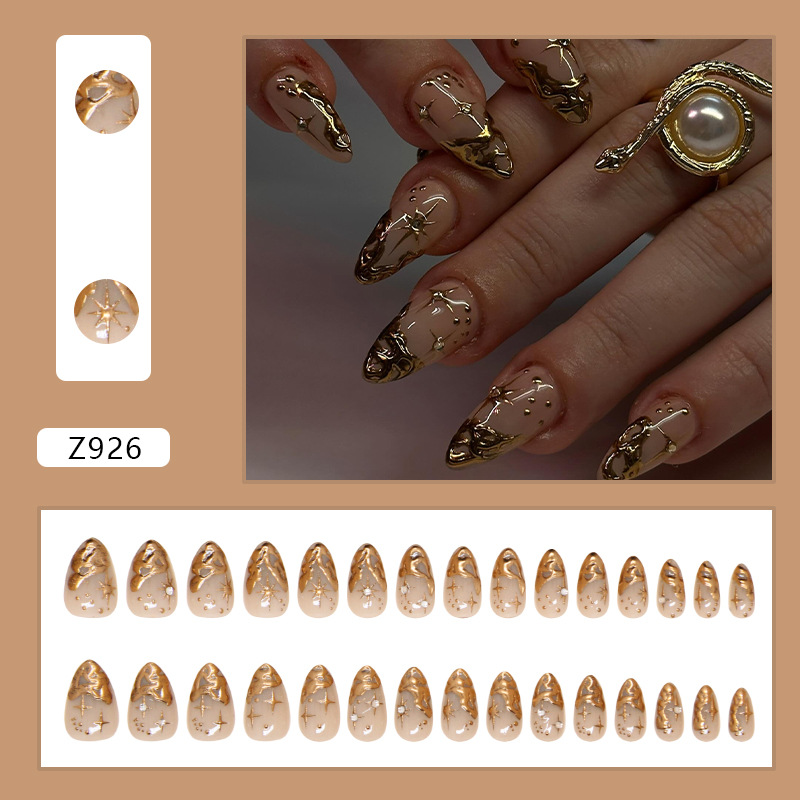 Moon Sun Embellished Irregular Press On Nails - replacement image 1