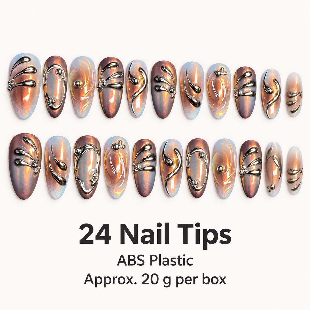 Starlit Irregular Metallic Ombré Press On Nail Set