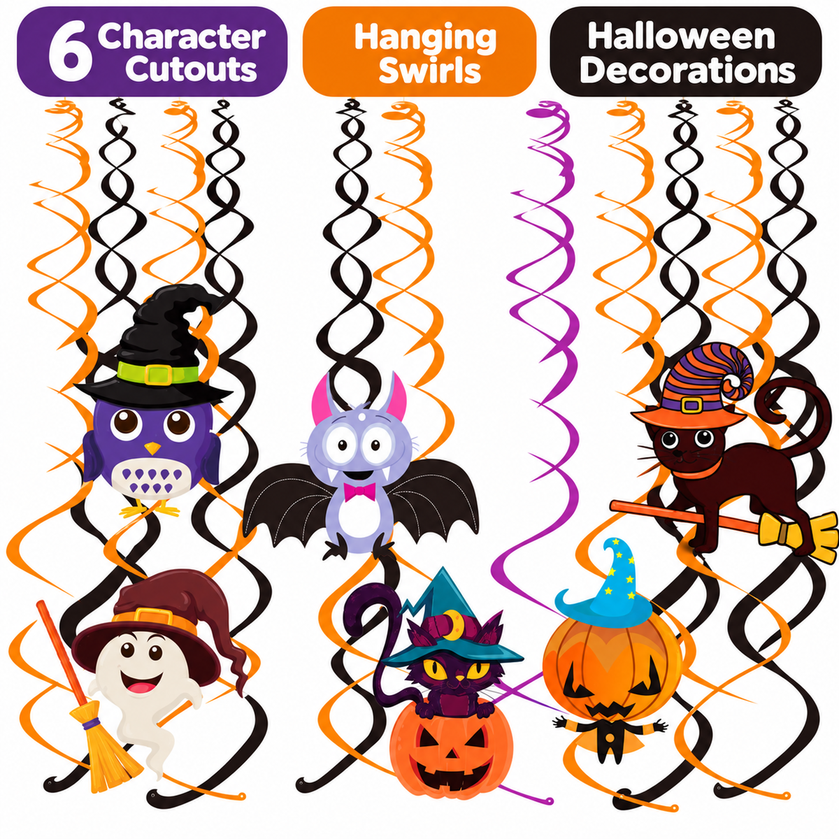 Halloween Character Hanging Decorations with Swirls 7