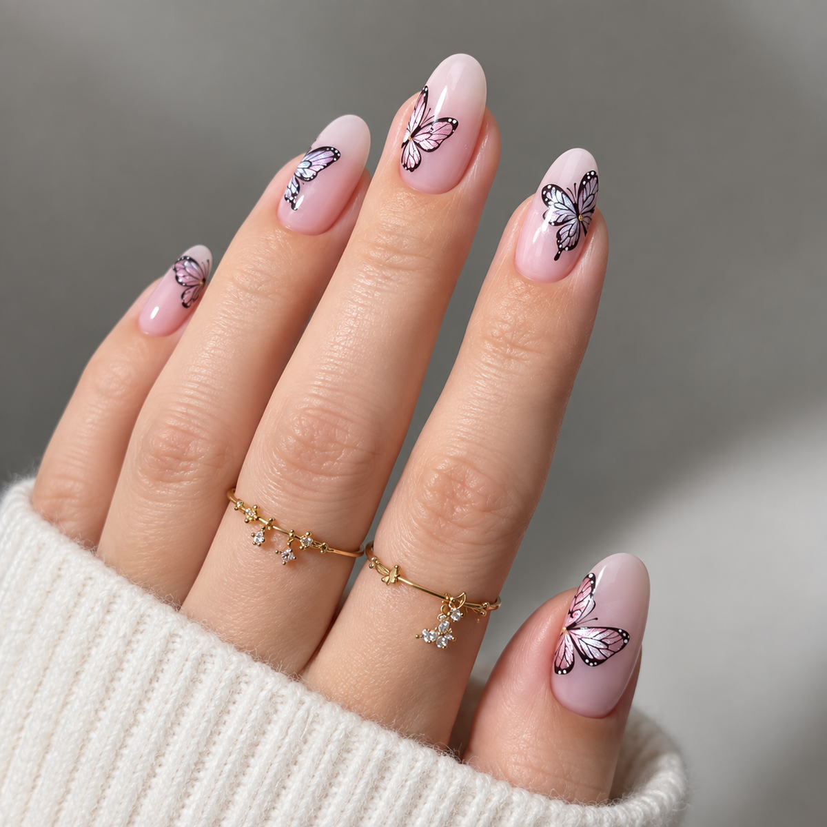 Luminous Cat Eye Butterfly Press On Nail Set