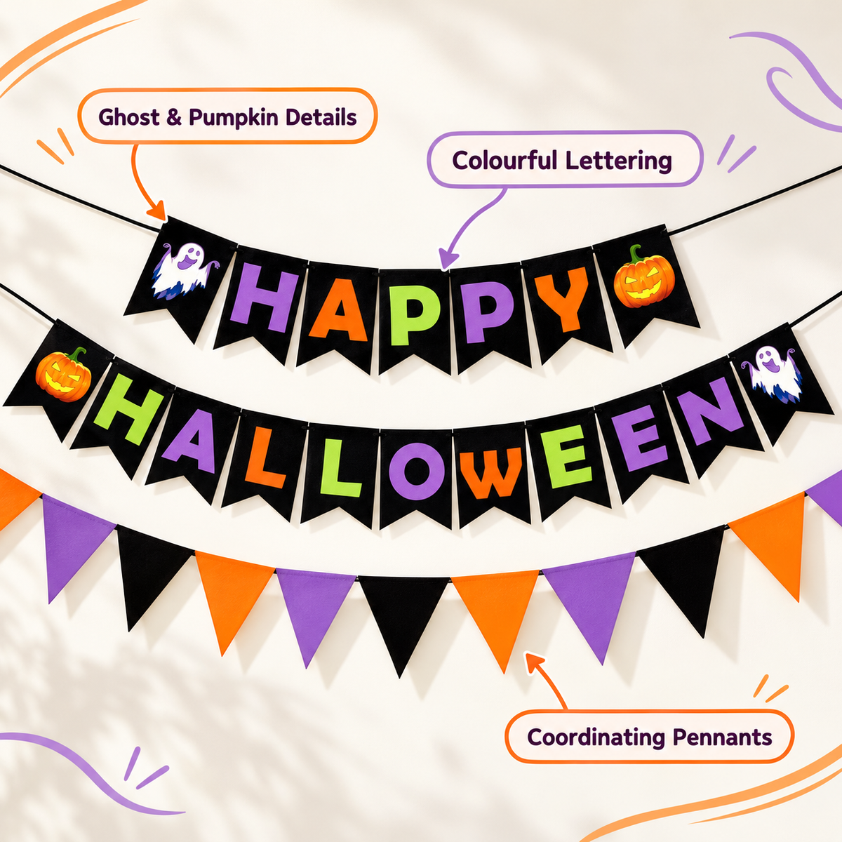 Happy Halloween Letter Banner with Triangle Garland 7