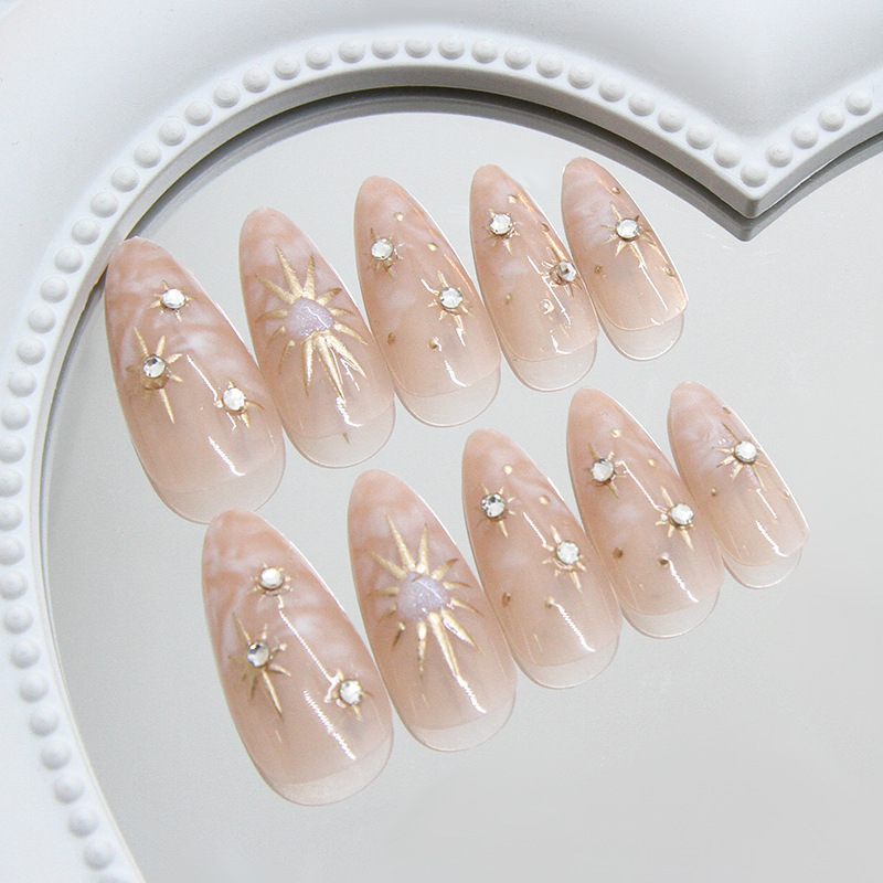 Water Starburst Shimmer Almond Press On Nails - replacement image 2