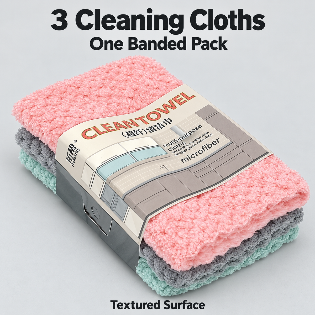 3-Pack Multicolor Microfiber Cleaning Cloths 3