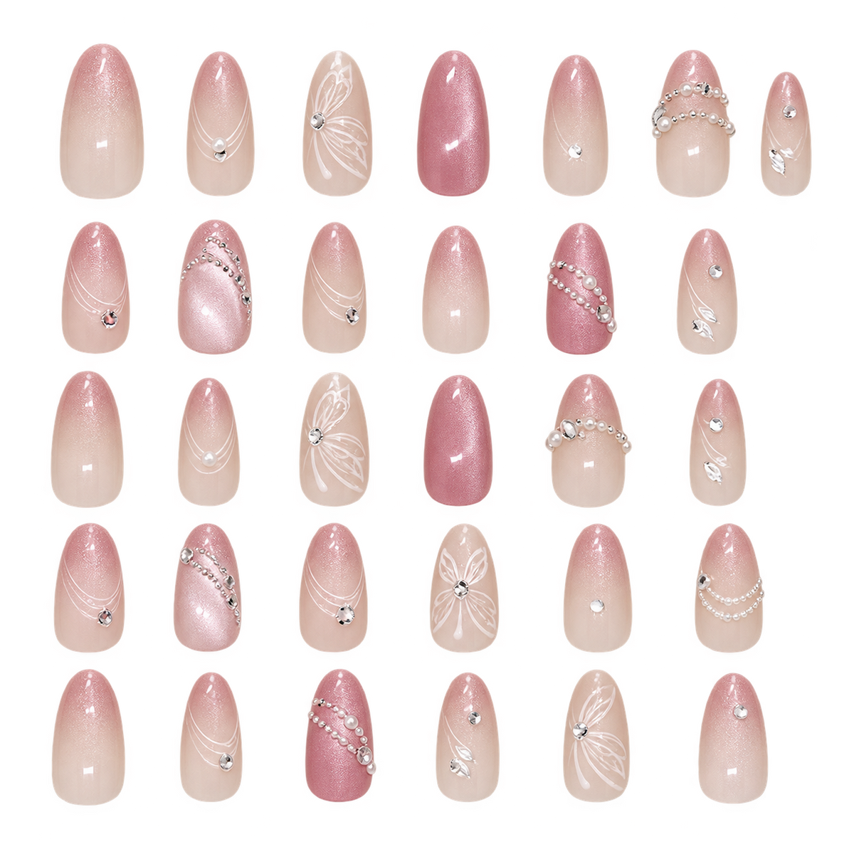 Luminous Butterfly Cat Eye Gradient Press On Nail Set