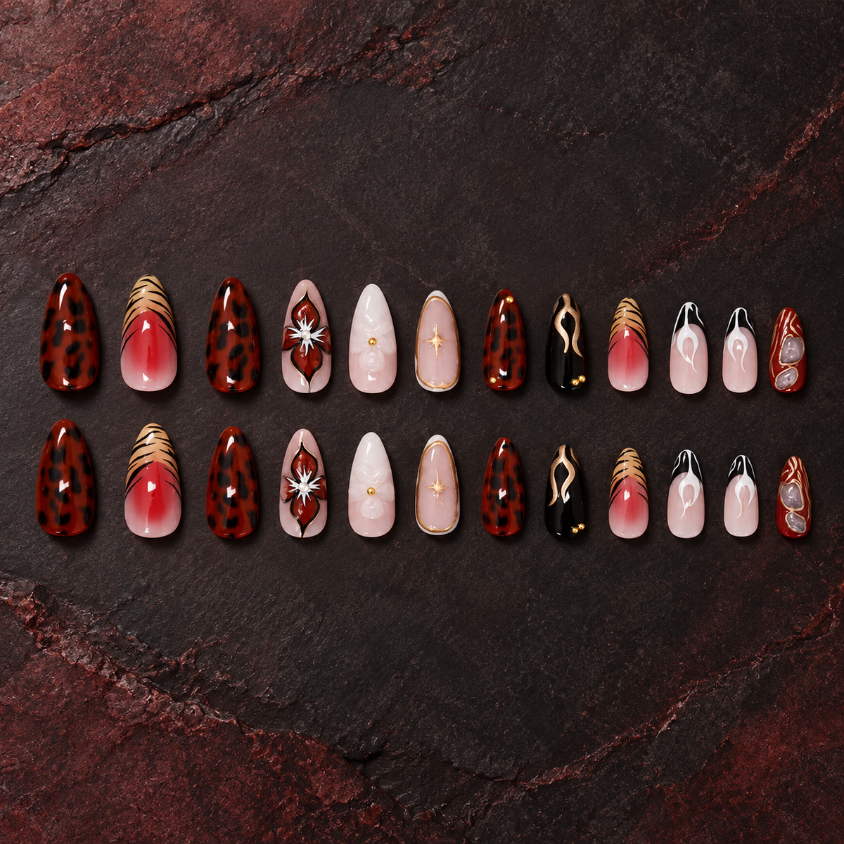 Mountain Dusk Leopard Cat Eye Press On Nail Set