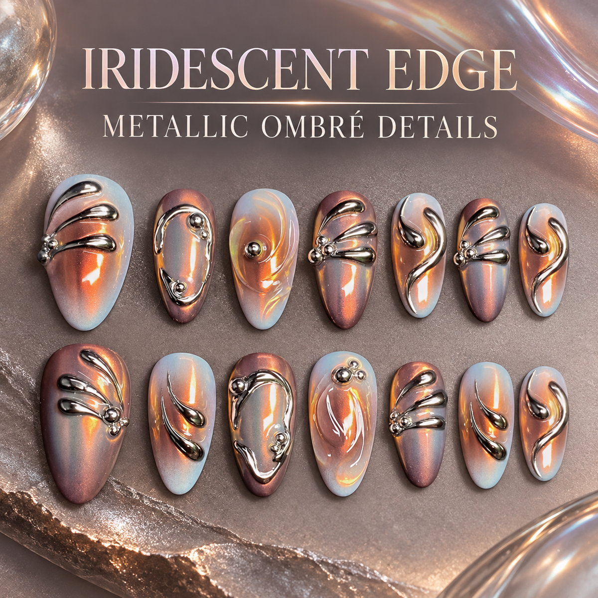 Starlit Irregular Metallic Ombré Press On Nail Set