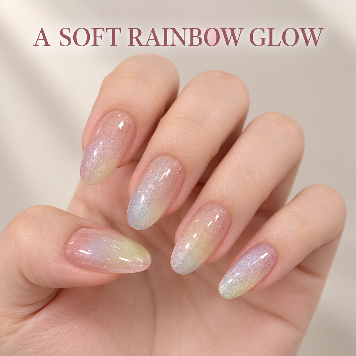 Rainbow Tie Dye Cat Eye Press On Nail Set