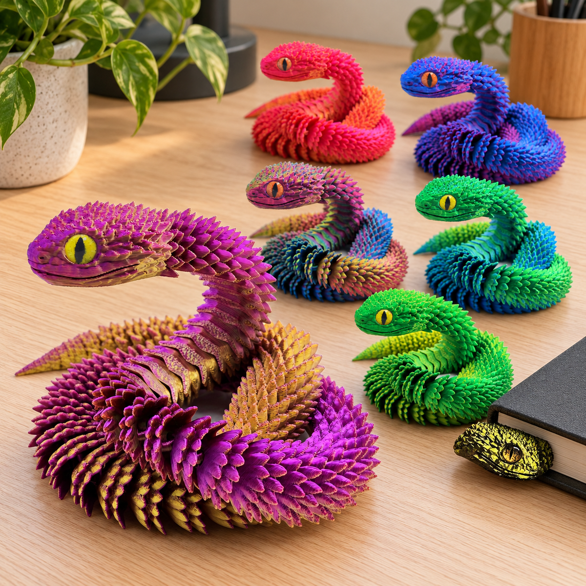3D-Printed Articulated Viper Snake – 30 cm