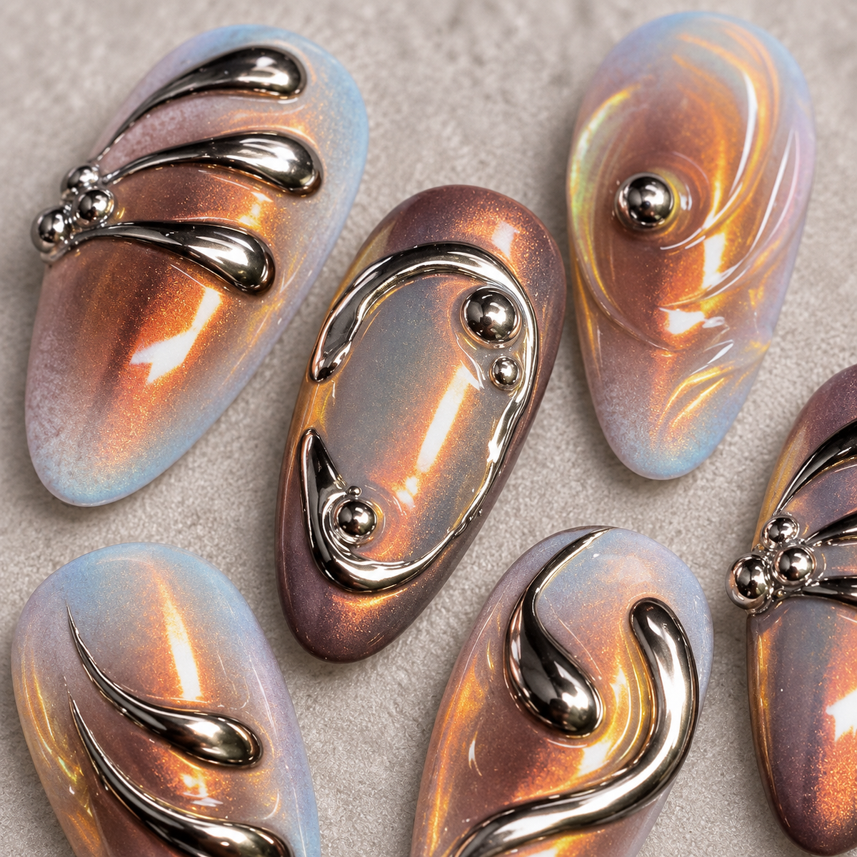 Starlit Irregular Metallic Ombré Press On Nail Set