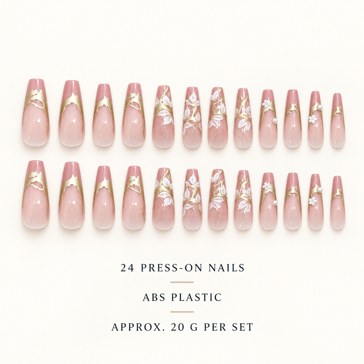 Gilded Magnolia French Pearl Press On Nail Set