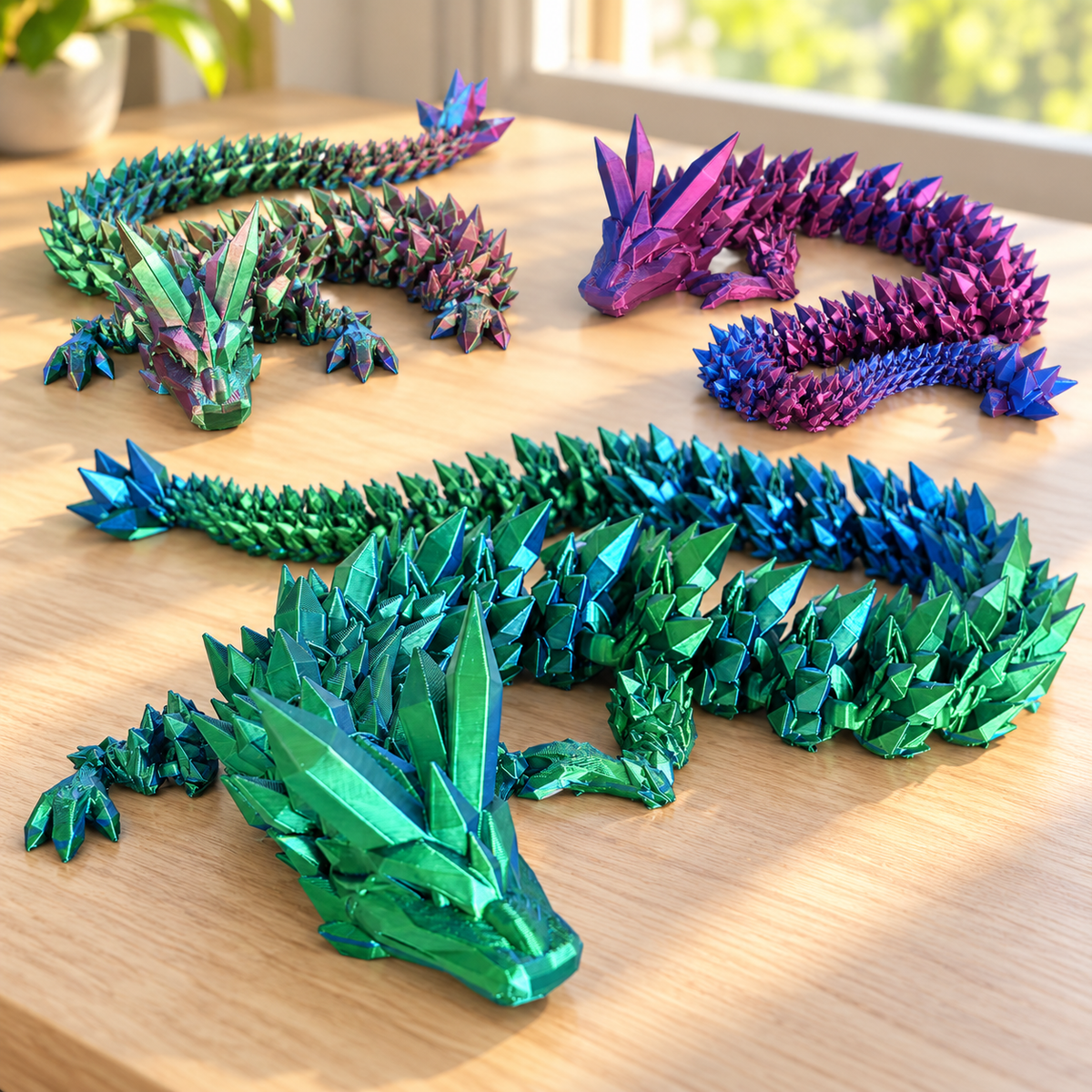 3D-Printed Articulated Crystal-Style Dragon, 30 cm