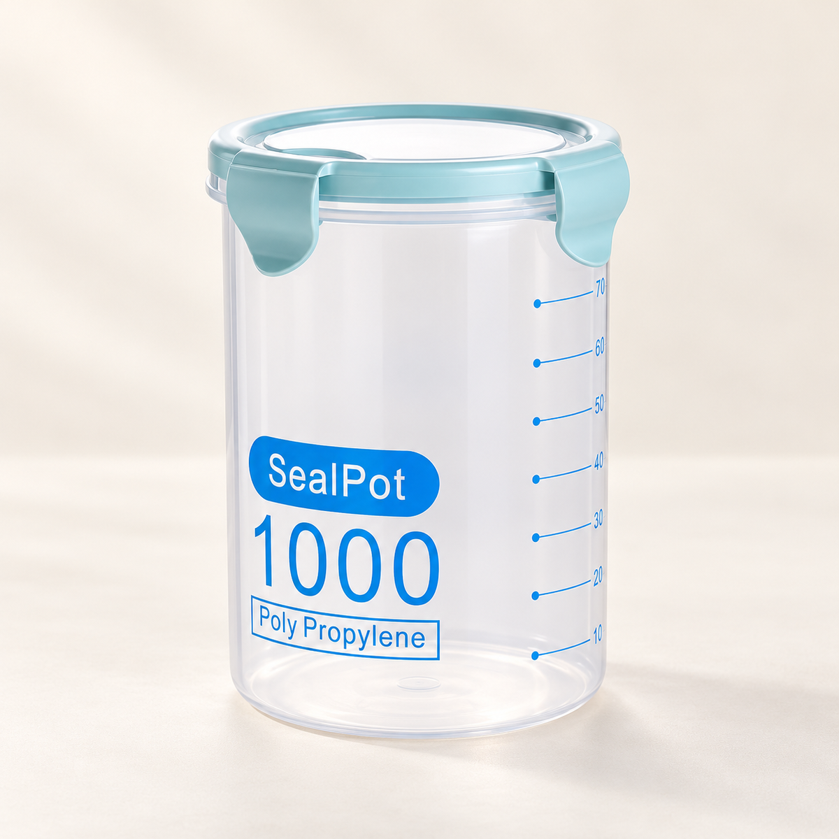 1000 mL Clear Storage Canister with Pale Blue-Green Lid