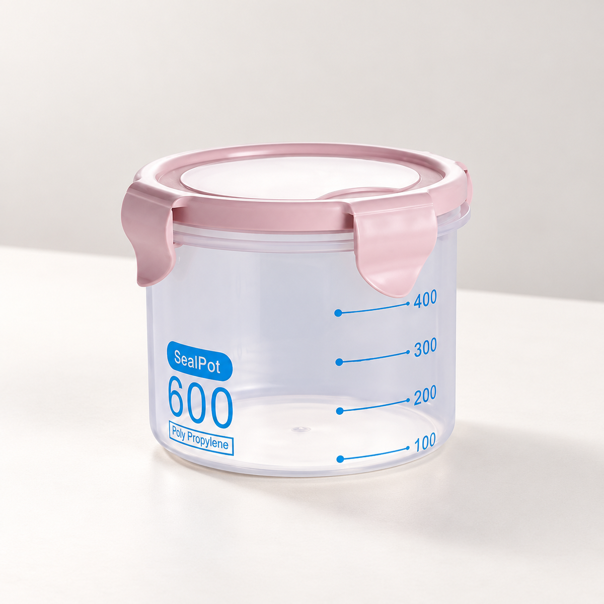 Round Clip-Lid Storage Container, 600 mL