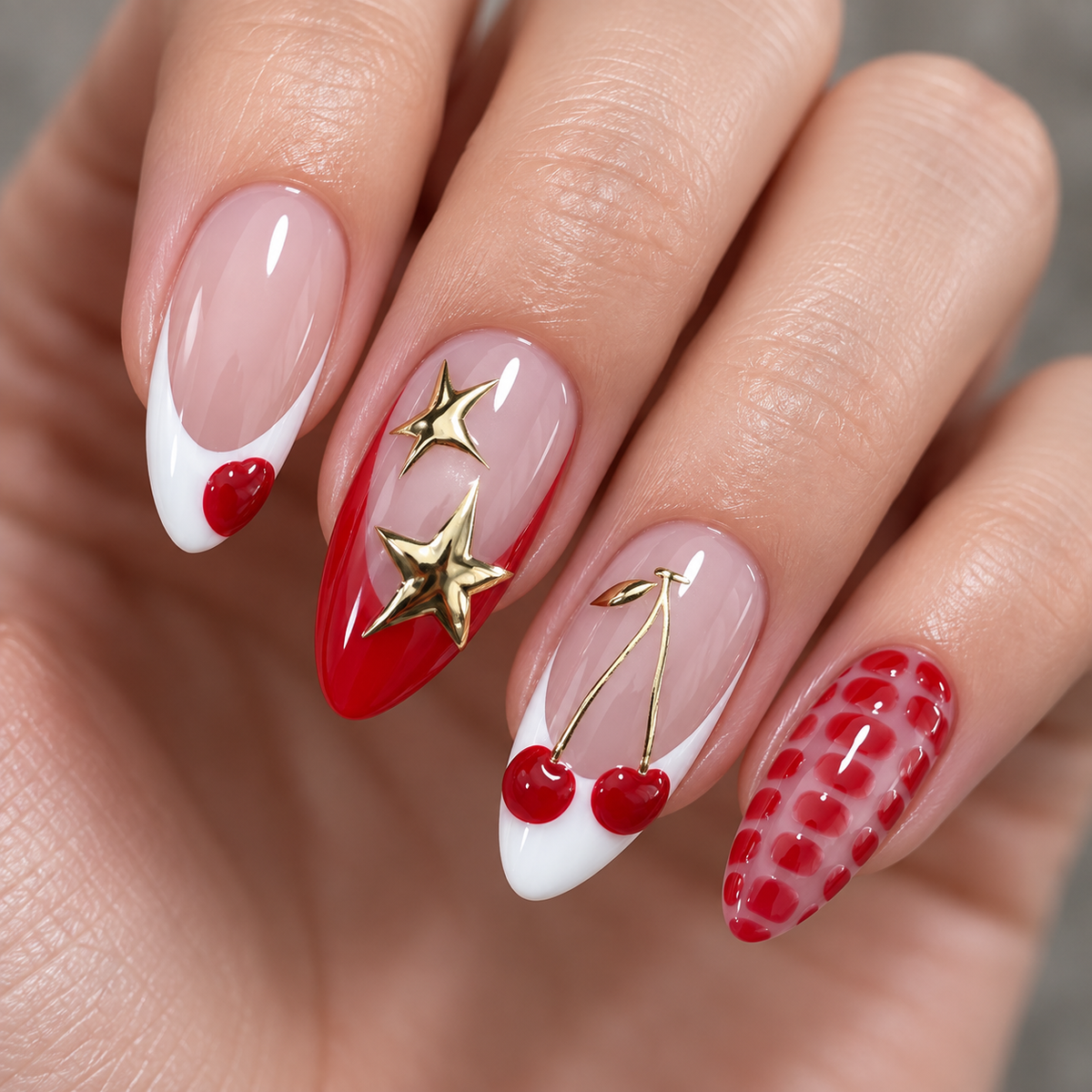 Gilded Star Cherry French Press On Nail Set image 4