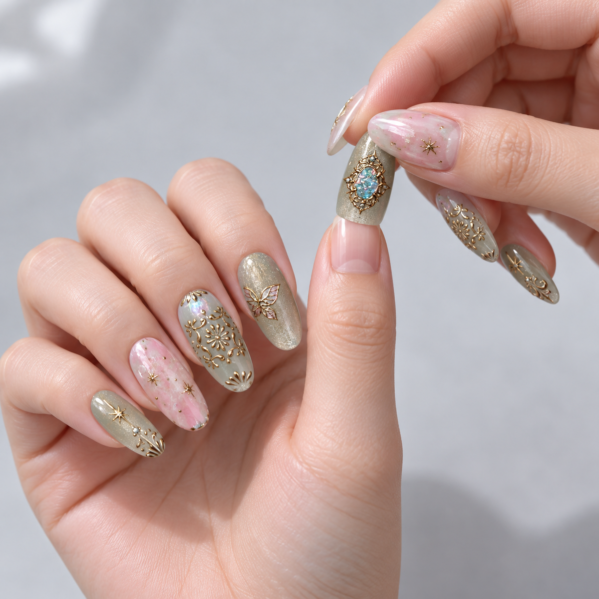 Crystal Mist Cat Eye Totem Press On Nail Set · mproduct-28381bf4fbac533df63f