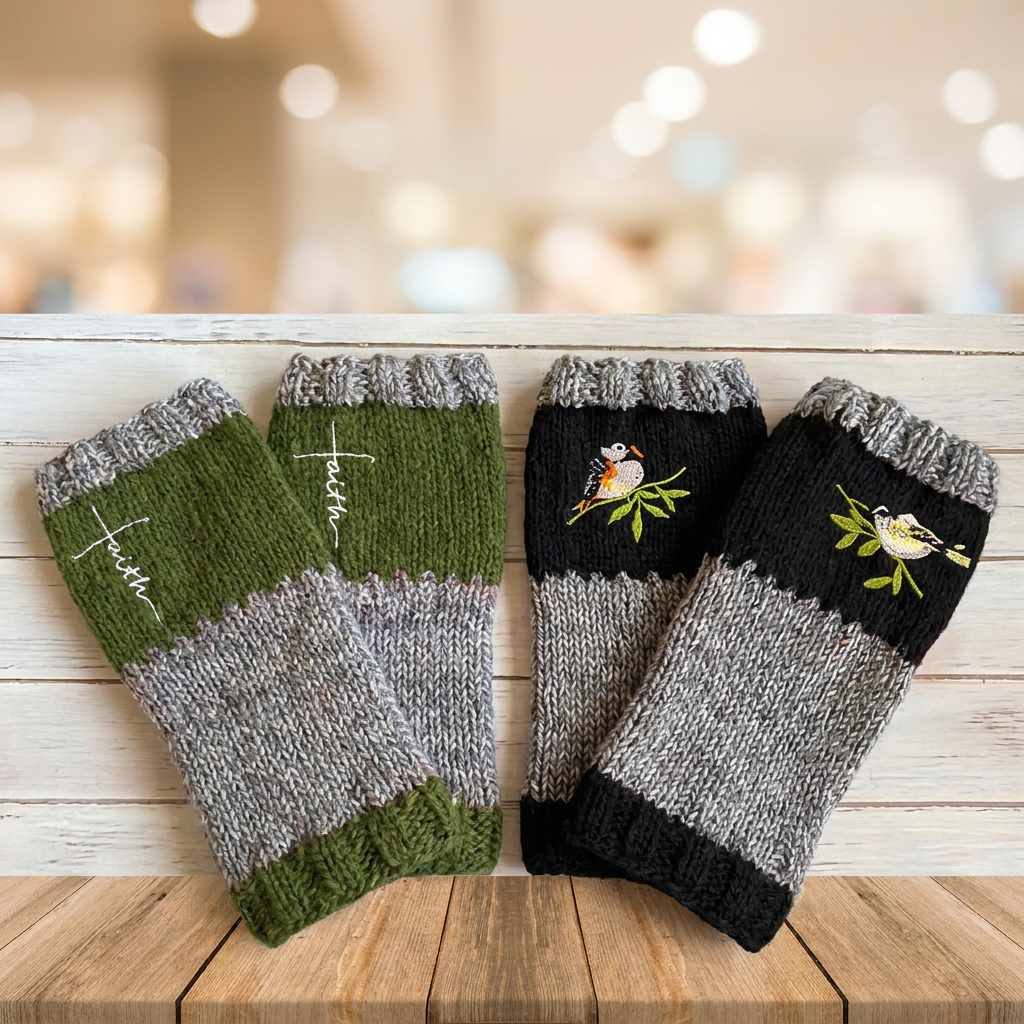 Bird Embroidery Design Women's Winter Gloves