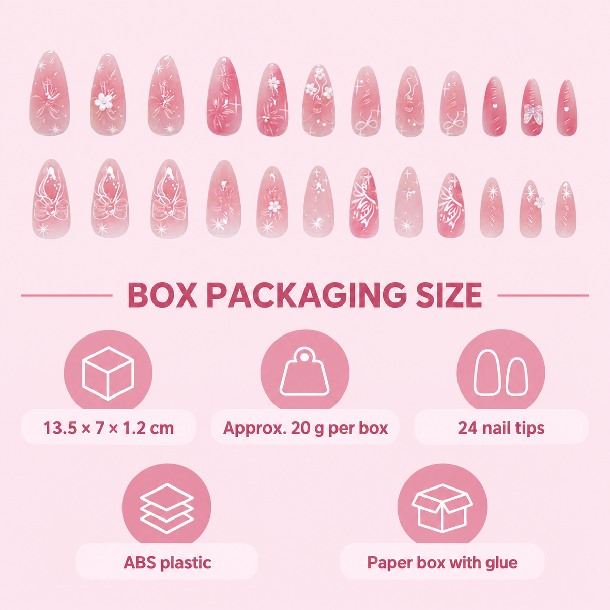 Pink Aurora Floral Press On Nails 24 Piece Set - replacement image 2
