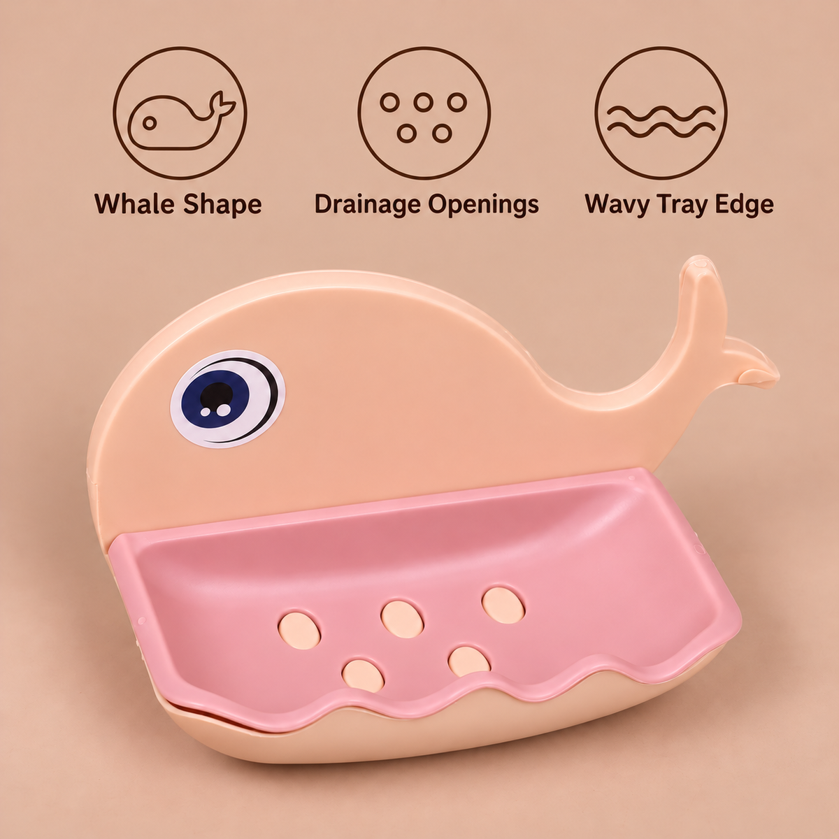 Whale-Shaped Soap Dish with Drain Tray 8