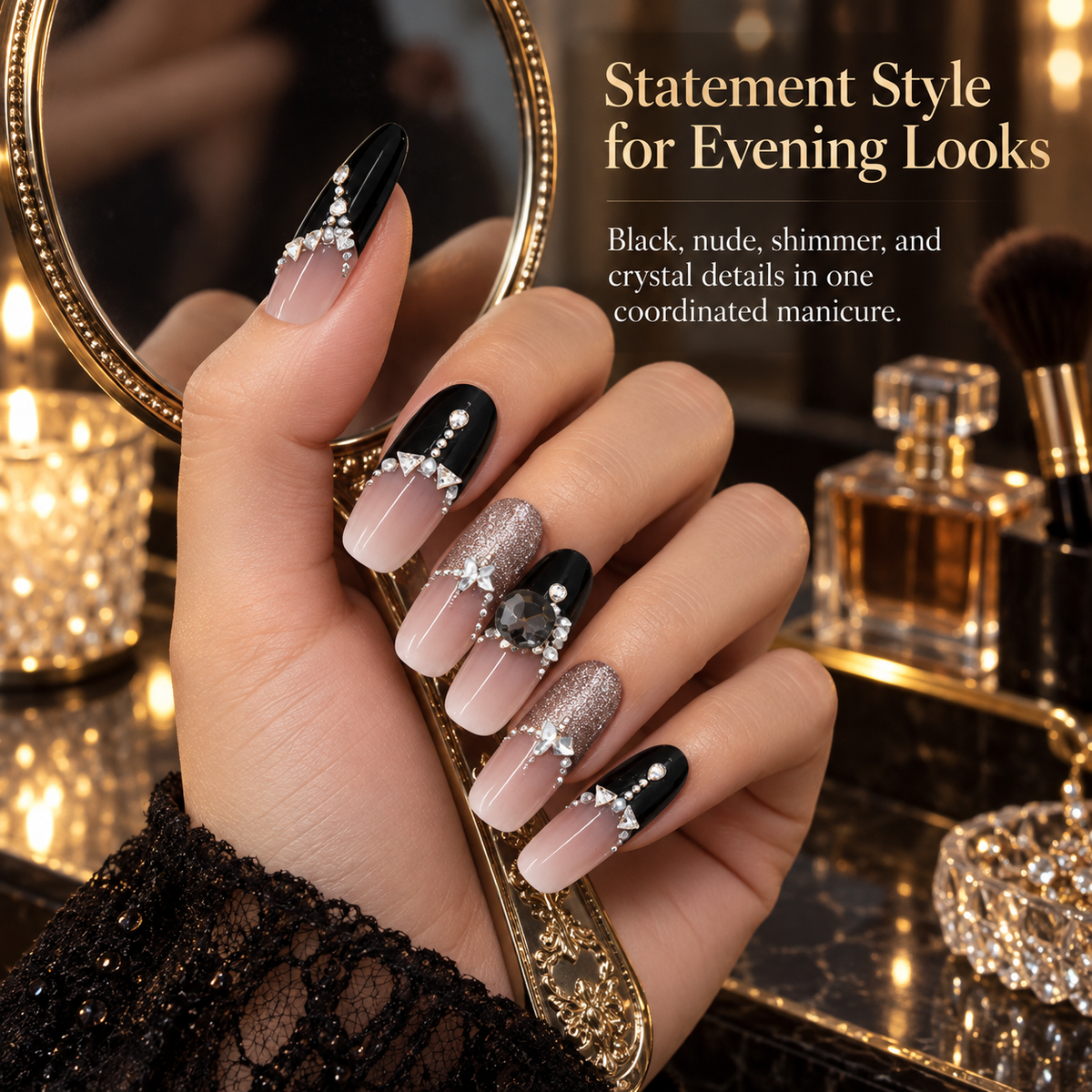 Deep Night Cat Eye Butterfly Press On Nails - replacement image 2