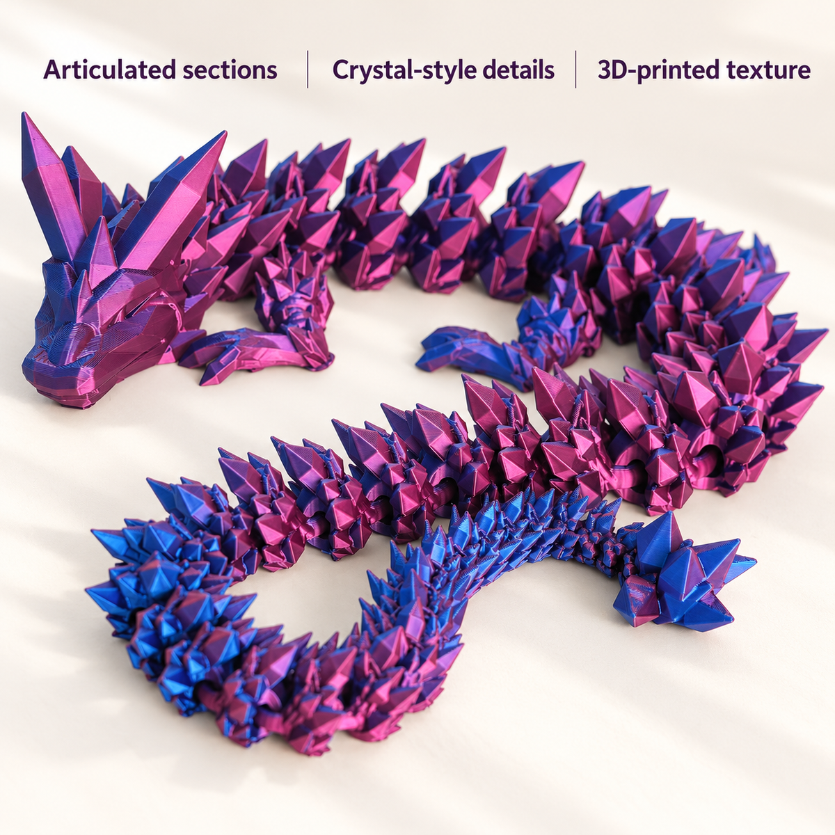 3D-Printed Articulated Crystal-Style Dragon, 30 cm 8