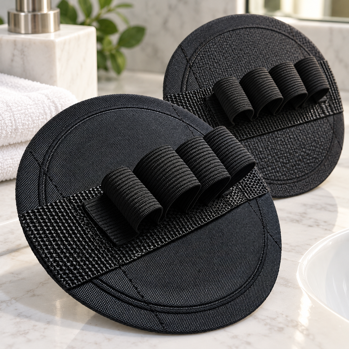 Round Bath Scrub Pad with Finger Loops
