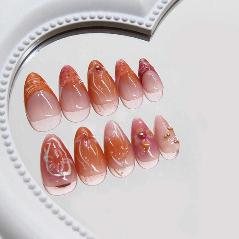 Pink Floral French Press On Nails 30 Piece Set - image 2