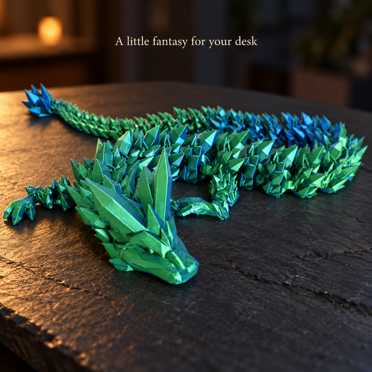 3D-Printed Articulated Crystal-Style Dragon, 30 cm 3