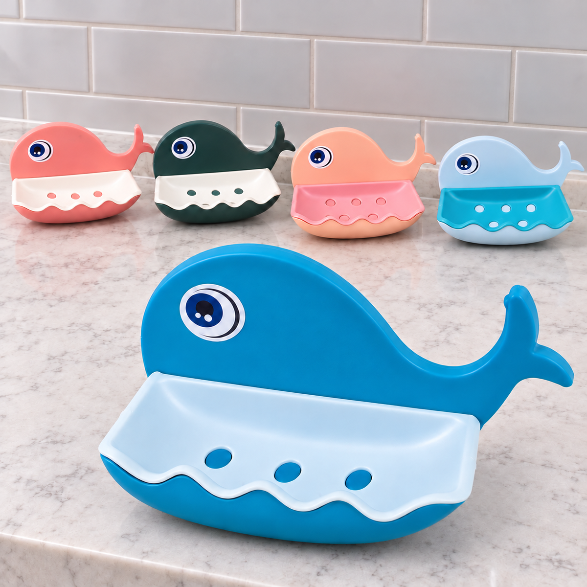 Whale-Shaped Soap Dish with Drain Tray